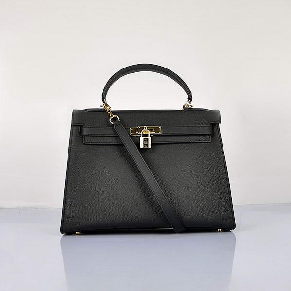 Newest 2012 Hermes Kelly 32cm Bags Black Calf Leather Gold Newest 2012 Hermes Kelly 32cm Bags Black Calf Leather Gold