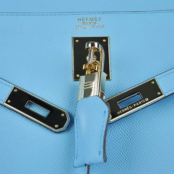 Top Quality Hermes Kelly 32cm Bags SkyBlue Calf Leather Gold Top Quality Hermes Kelly 32cm Bags SkyBlue Calf Leather Gold