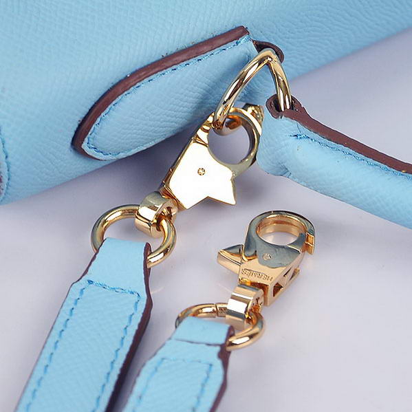 Top Quality Hermes Kelly 32cm Bags SkyBlue Calf Leather Gold Top Quality Hermes Kelly 32cm Bags SkyBlue Calf Leather Gold