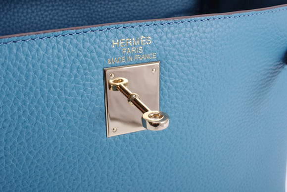 Hermes Kelly 32cm Togo Leather Handbags 6018 Blue Golden Hermes Kelly 32cm Togo Leather Handbags 6018 Blue Golden