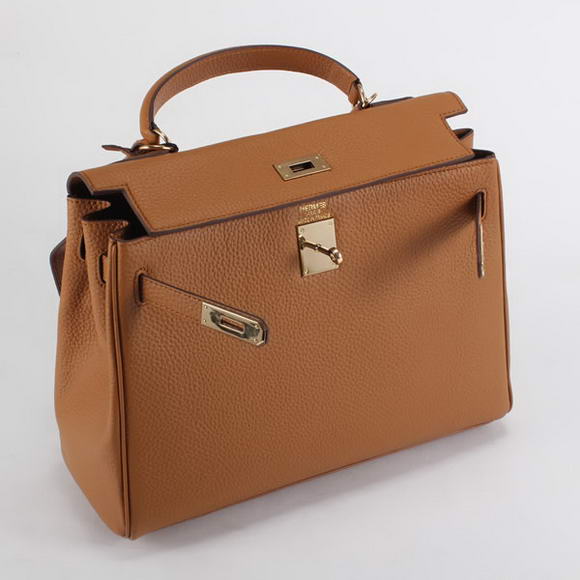 Hermes Kelly 32cm Togo Leather Handbags 6018 Light Coffee Golden Hermes Kelly 32cm Togo Leather Handbags 6018 Light Coffee Golden