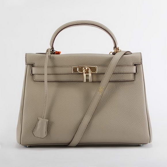 Hermes Kelly 32cm Togo Leather Handbags 6018 Light Grey Golden Hermes Kelly 32cm Togo Leather Handbags 6018 Light Grey Golden