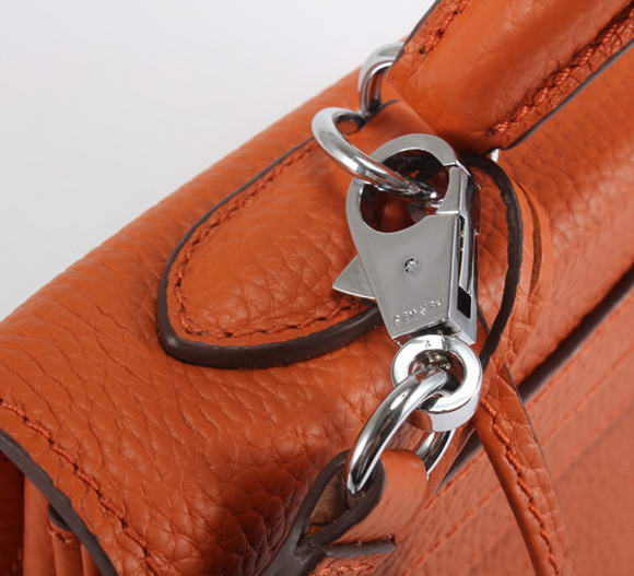Hermes Kelly 32cm Togo Leather Handbags 6018 Orange Silver Hermes Kelly 32cm Togo Leather Handbags 6018 Orange Silver