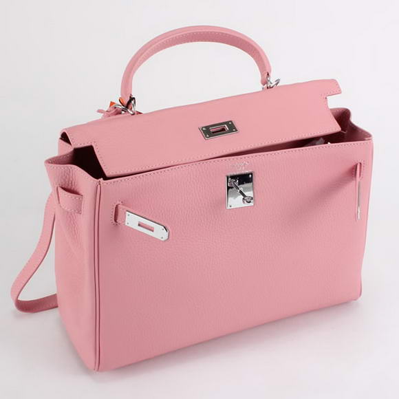 Hermes Kelly 32cm Togo Leather Handbags 6018 Pink Silver Hermes Kelly 32cm Togo Leather Handbags 6018 Pink Silver