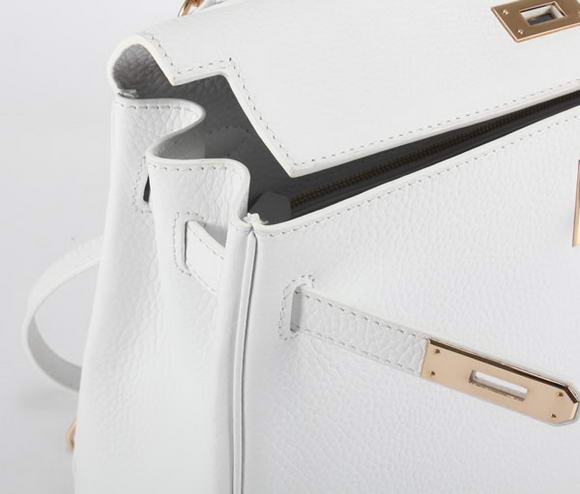 Hermes Kelly 32cm Togo Leather Handbags 6018 White Golden Hermes Kelly 32cm Togo Leather Handbags 6018 White Golden