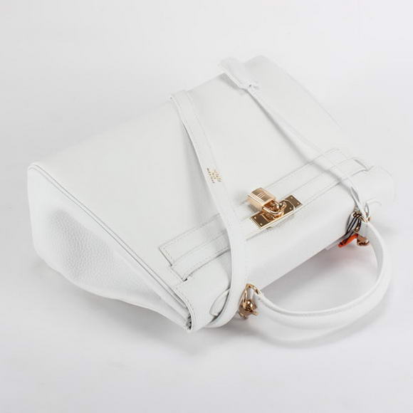 Hermes Kelly 32cm Togo Leather Handbags 6018 White Golden Hermes Kelly 32cm Togo Leather Handbags 6018 White Golden