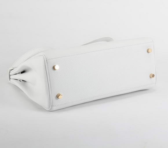 Hermes Kelly 32cm Togo Leather Handbags 6018 White Golden Hermes Kelly 32cm Togo Leather Handbags 6018 White Golden