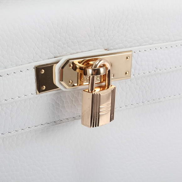 Hermes Kelly 32cm Togo Leather Handbags 6018 White Golden Hermes Kelly 32cm Togo Leather Handbags 6018 White Golden
