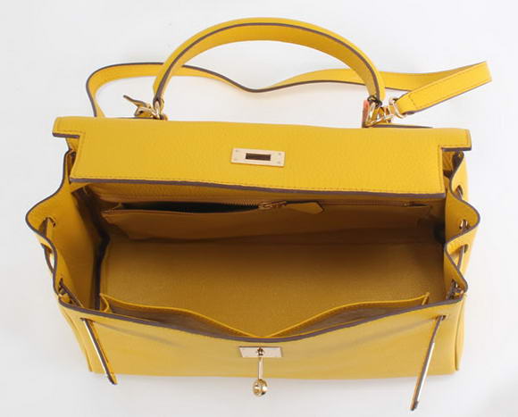 Hermes Kelly 32cm Togo Leather Handbags 6018 Yellow Golden Hermes Kelly 32cm Togo Leather Handbags 6018 Yellow Golden
