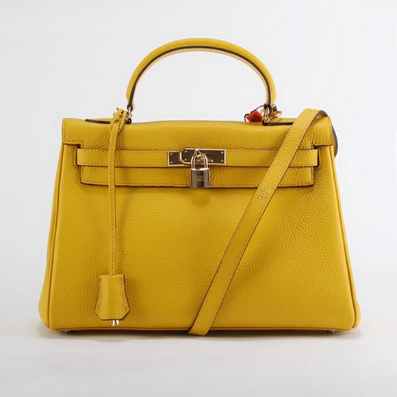 Hermes Kelly 32cm Togo Leather Handbags 6018 Yellow Golden Hermes Kelly 32cm Togo Leather Handbags 6018 Yellow Golden
