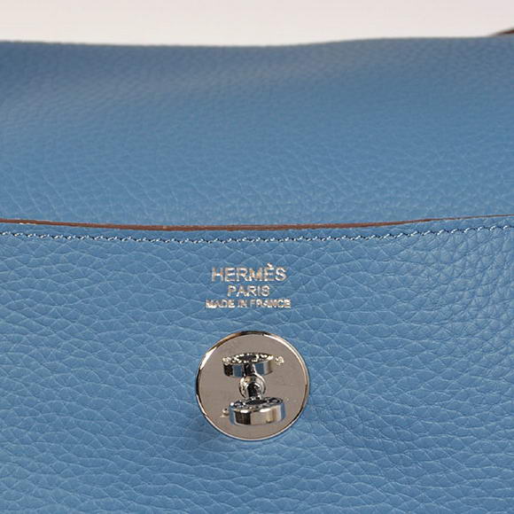Hermes Lindy 30CM Havanne Handbags 1057 Blue Leather Silver Hardware Hermes Lindy 30CM Havanne Handbags 1057 Blue Leather Silver Hardware