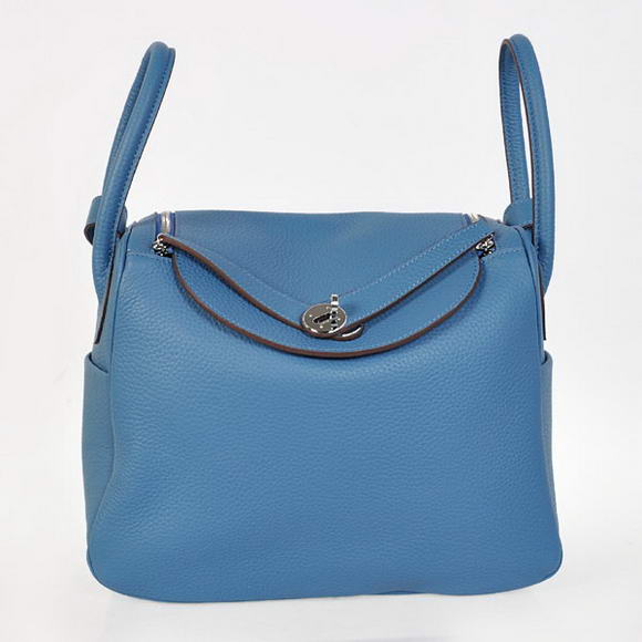 Hermes Lindy 30CM Havanne Handbags 1057 Blue Leather Silver Hardware Hermes Lindy 30CM Havanne Handbags 1057 Blue Leather Silver Hardware