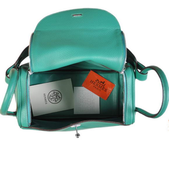 Hermes Lindy 30CM Havanne Handbags 1057 Green Leather Silver Hardware Hermes Lindy 30CM Havanne Handbags 1057 Green Leather Silver Hardware