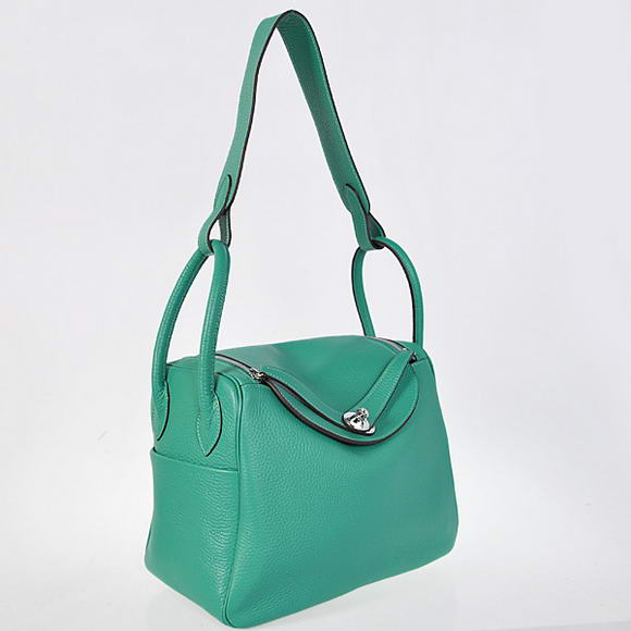 Hermes Lindy 30CM Havanne Handbags 1057 Green Leather Silver Hardware Hermes Lindy 30CM Havanne Handbags 1057 Green Leather Silver Hardware