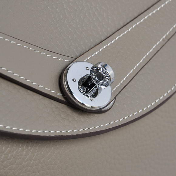 Hermes Lindy 30CM Havanne Handbags 1057 Grey Leather Silver Hardware Hermes Lindy 30CM Havanne Handbags 1057 Grey Leather Silver Hardware