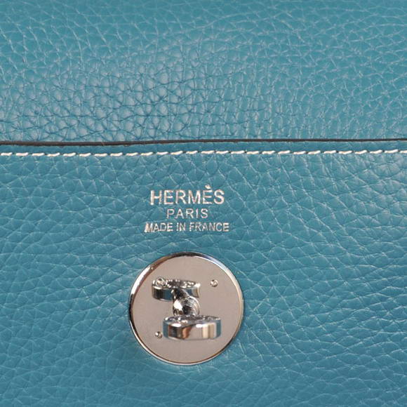 Hermes Lindy 30CM Havanne Handbags 1057 Mid Blue Leather Silver Hardware Hermes Lindy 30CM Havanne Handbags 1057 Mid Blue Leather Silver Hardware