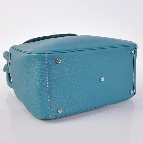 Hermes Lindy 30CM Havanne Handbags 1057 Mid Blue Leather Silver Hardware Hermes Lindy 30CM Havanne Handbags 1057 Mid Blue Leather Silver Hardware