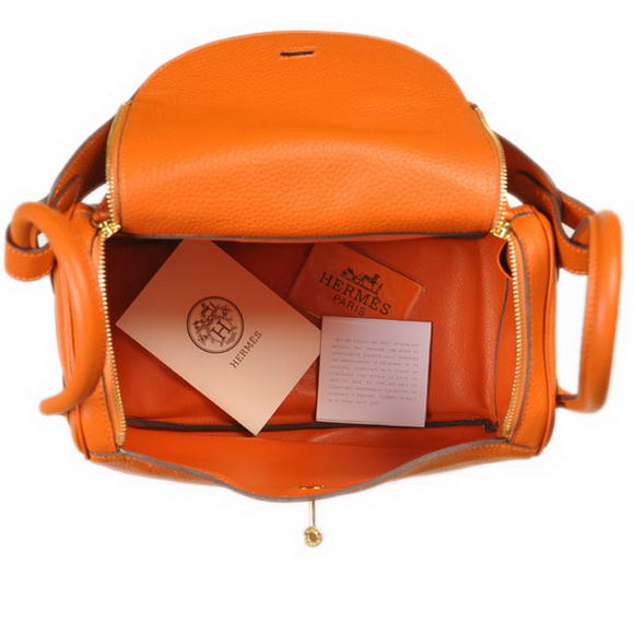Hermes Lindy 30CM Havanne Handbags 1057 Orange Leather Golden Hardware Hermes Lindy 30CM Havanne Handbags 1057 Orange Leather Golden Hardware