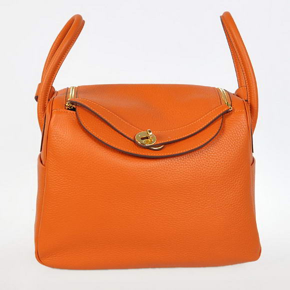 Hermes Lindy 30CM Havanne Handbags 1057 Orange Leather Golden Hardware Hermes Lindy 30CM Havanne Handbags 1057 Orange Leather Golden Hardware