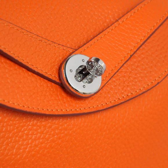 Hermes Lindy 30CM Havanne Handbags 1057 Orange Leather Silver Hardware Hermes Lindy 30CM Havanne Handbags 1057 Orange Leather Silver Hardware