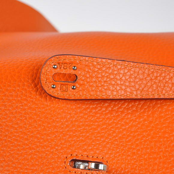 Hermes Lindy 30CM Havanne Handbags 1057 Orange Leather Silver Hardware Hermes Lindy 30CM Havanne Handbags 1057 Orange Leather Silver Hardware