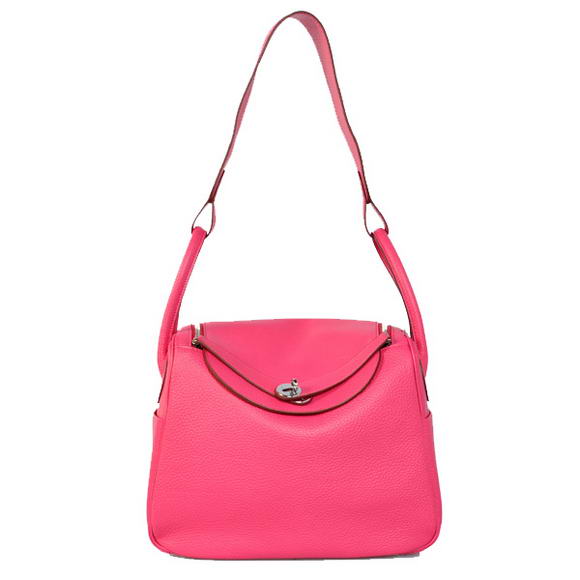 Hermes Lindy 30CM Havanne Handbags 1057 Peach Leather Silver Hardware