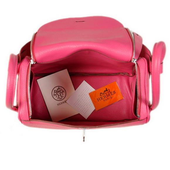 Hermes Lindy 30CM Havanne Handbags 1057 Peach Leather Silver Hardware Hermes Lindy 30CM Havanne Handbags 1057 Peach Leather Silver Hardware