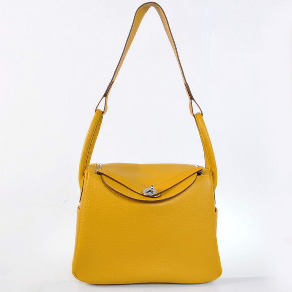 Hermes Lindy 30CM Havanne Handbags 1057 Yellow Leather Silver Hardware Hermes Lindy 30CM Havanne Handbags 1057 Yellow Leather Silver Hardware