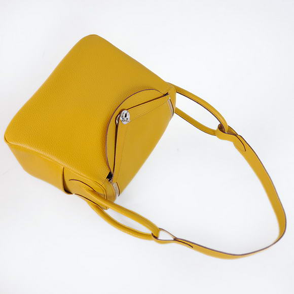 Hermes Lindy 30CM Havanne Handbags 1057 Yellow Leather Silver Hardware Hermes Lindy 30CM Havanne Handbags 1057 Yellow Leather Silver Hardware