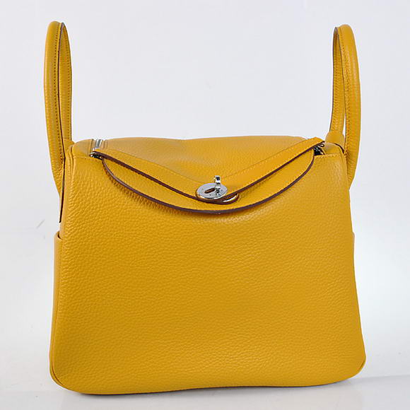 Hermes Lindy 30CM Havanne Handbags 1057 Yellow Leather Silver Hardware Hermes Lindy 30CM Havanne Handbags 1057 Yellow Leather Silver Hardware