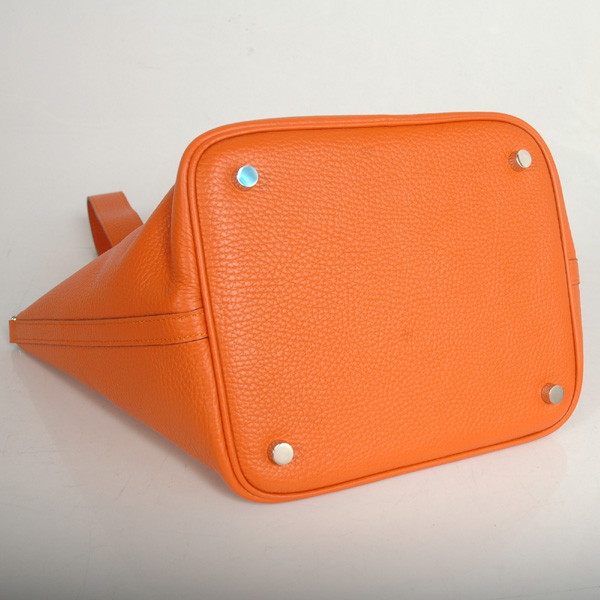 Hermes Picotin Lock PM Taurillon Clemence Leather Silver Hardware Orange
