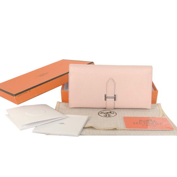 Hermes Bearn Japonaise Smooth Leather Tri-Fold Wallet H308 Pink