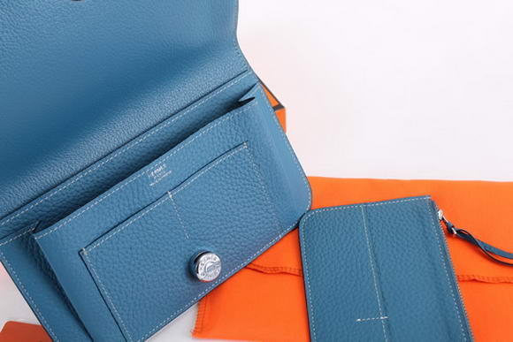 Hermes Dogon Combined Wallets A508 Blue Hermes Dogon Combined Wallets A508 Blue