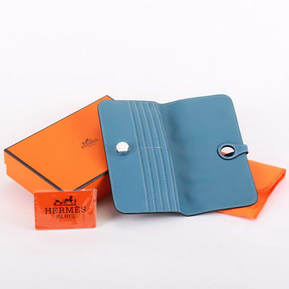 Hermes Dogon Togo Leather Wallet Travel Case A808 Blue Hermes Dogon Togo Leather Wallet Travel Case A808 Blue
