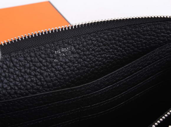 Hermes Togo Leather Perforated Zippy Wallet 9032 Black Hermes Togo Leather Perforated Zippy Wallet 9032 Black