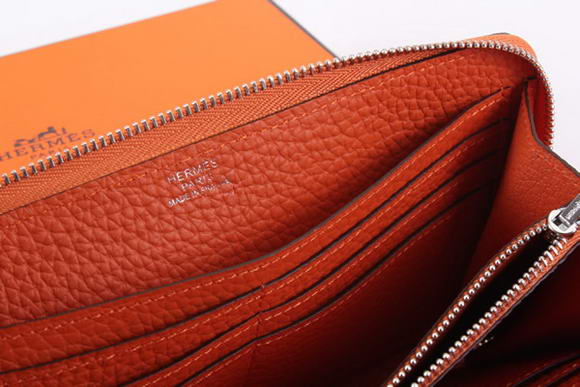 Hermes Togo Leather Perforated Zippy Wallet 9032 Orange Hermes Togo Leather Perforated Zippy Wallet 9032 Orange