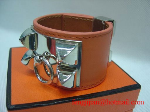2009 Hermes Orange Leather Silver Bangle 1171 2009 Hermes Orange Leather Silver Bangle 1171