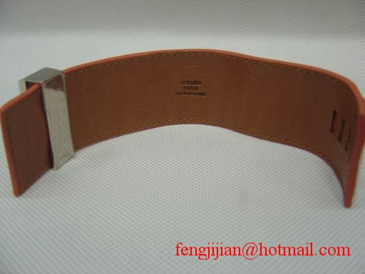 2009 Hermes Orange Leather Silver Bangle 1171 2009 Hermes Orange Leather Silver Bangle 1171