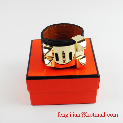 2010 Hermes Black Snakeskin Gold Bangle 1171 2010 Hermes Black Snakeskin Gold Bangle 1171