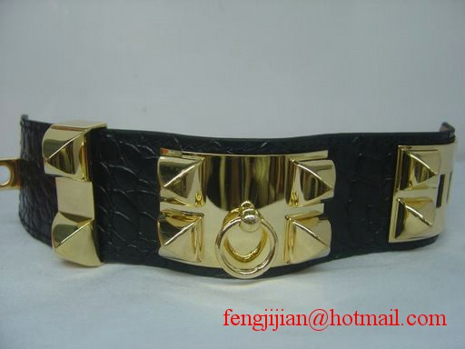 2010 Hermes Medor Bracelet Black Leather Gold Bangle 1171 2010 Hermes Medor Bracelet Black Leather Gold Bangle 1171