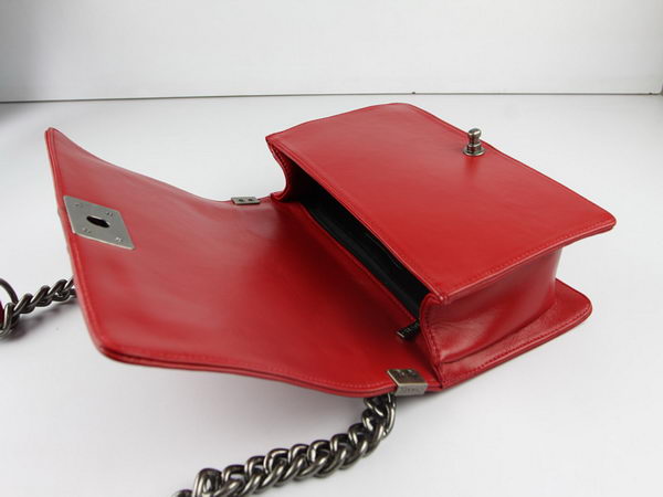 Chanel A67025 Le Boy Flap Shoulder Bag In Red Sheepskin Leather Chanel A67025 Le Boy Flap Shoulder Bag In Red Sheepskin Leather