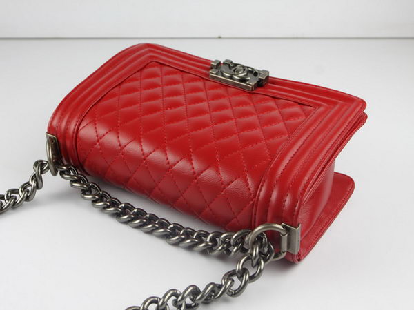 Chanel A67025 Le Boy Flap Shoulder Bag In Red Sheepskin Leather Chanel A67025 Le Boy Flap Shoulder Bag In Red Sheepskin Leather