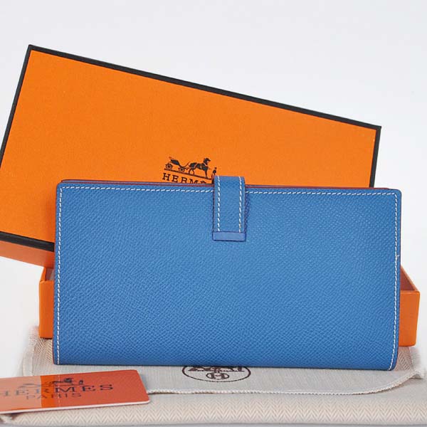 Hermes Bearn Wallet Original Smooth Leather Blue Hermes Bearn Wallet Original Smooth Leather Blue