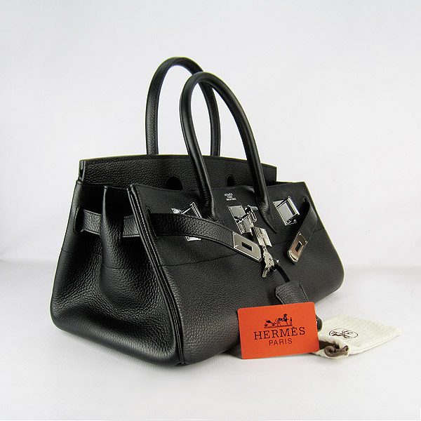Hermes Birkin 6109 Togo Leather Bag Black 42cm Silver Hermes Birkin 6109 Togo Leather Bag Black 42cm Silver