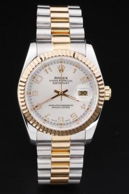 Rolex Datejust Golden White Stainless Steel Watch-RD2407 Rolex Datejust Golden White Stainless Steel Watch-RD2407