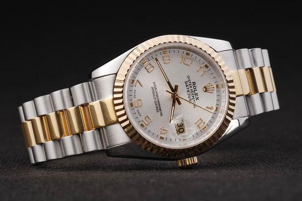 Rolex Datejust Golden White Stainless Steel Watch-RD2407 Rolex Datejust Golden White Stainless Steel Watch-RD2407