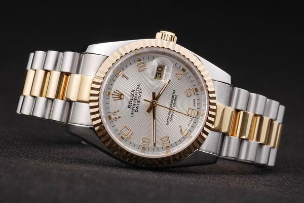 Rolex Datejust Golden White Stainless Steel Watch-RD2407 Rolex Datejust Golden White Stainless Steel Watch-RD2407