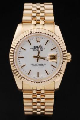 Rolex Datejust Mechanism Golden Bezel White Surface Watch-RD2376 Rolex Datejust Mechanism Golden Bezel White Surface Watch-RD2376