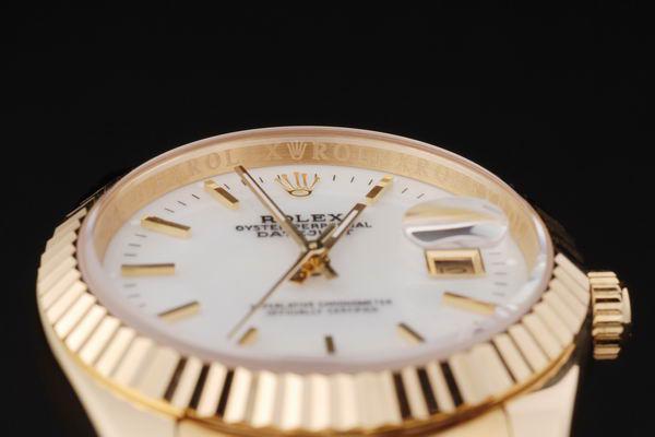Rolex Datejust Mechanism Golden Bezel White Surface Watch-RD2376 Rolex Datejust Mechanism Golden Bezel White Surface Watch-RD2376