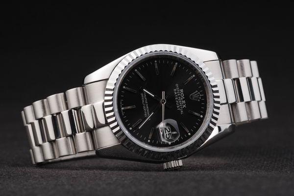 Rolex Datejust Silver&Black Stainless Steel Watch-RD2411